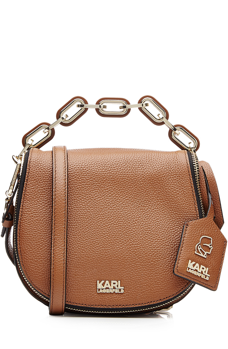 KARL LAGERFELD Grainy Leather Small Satchel Bag ModeSens