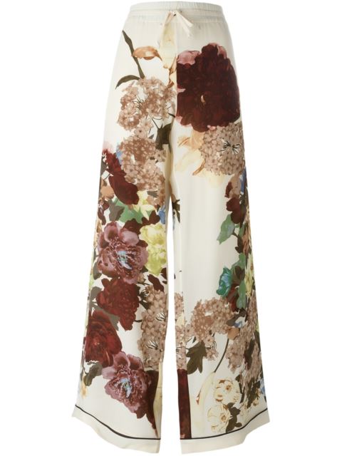 VALENTINO Women’S Wide Leg Floral Printed Pyjama Pants In Ivory in ...