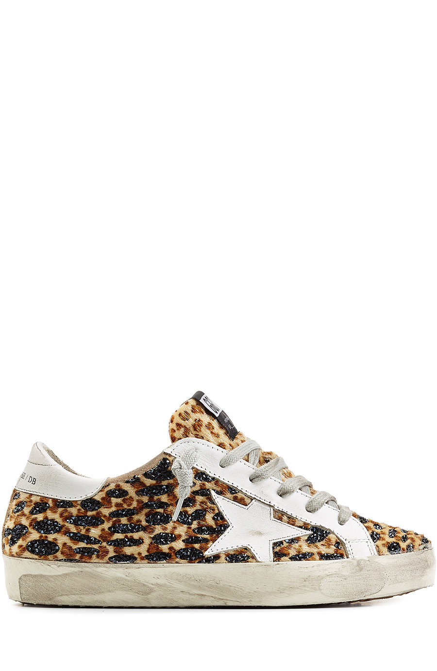 GOLDEN GOOSE Embellished Haircalf Superstar Sneakers in Beige Comb ...