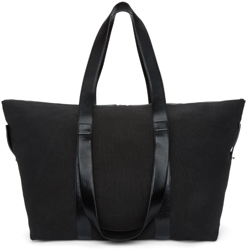 ANN DEMEULEMEESTER Black Canvas Weekender Bag | ModeSens