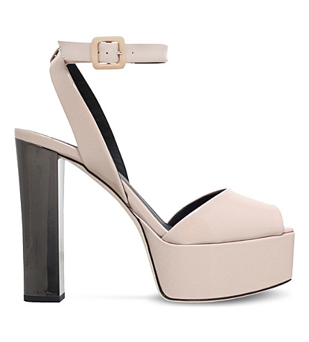 GIUSEPPE ZANOTTI Betty Platform Patent Leather Sandals, Nude | ModeSens