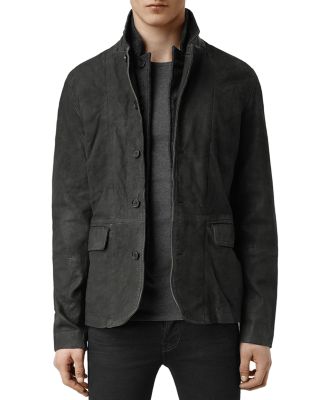 ALLSAINTS Survey Slim Fit Leather Blazer in Anthracite | ModeSens