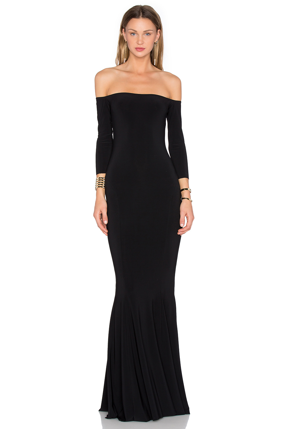 Norma Kamali NORMA KULTURE Off The Shoulder Fishtail Gown 