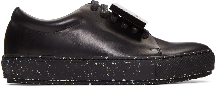 ACNE STUDIOS Adriana Turnup Leather Sneakers, Llack | ModeSens