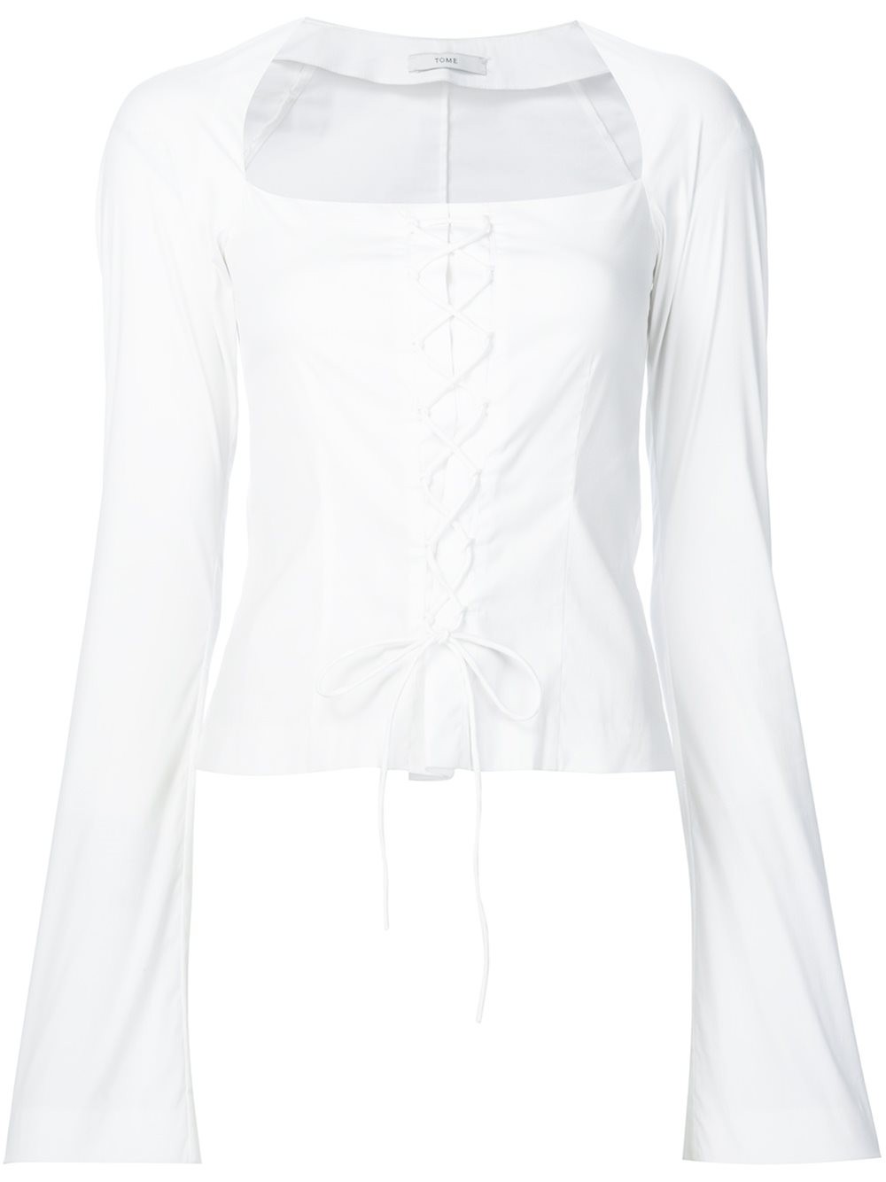 TOME Long Sleeve Corset Top, White | ModeSens
