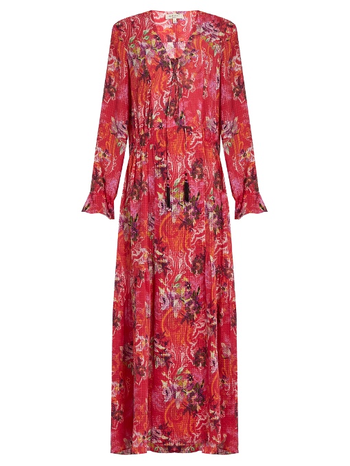 ETRO Plunging Paisley-Print Silk Maxi Dress, Colour: Tonal-Pink | ModeSens