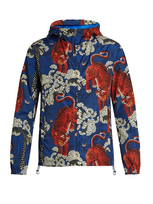 GUCCI Bengal Tiger-Print Jacket, Blue | ModeSens