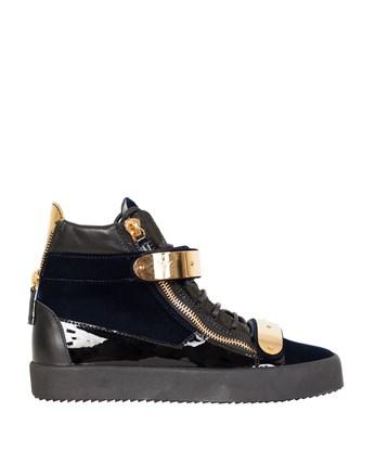 giuseppe zanotti patent black sneakers