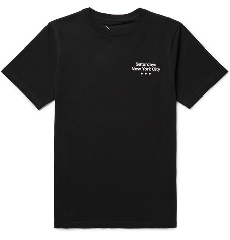 SATURDAYS NYC Three Dots Printed Cotton-Jersey T-Shirt | ModeSens