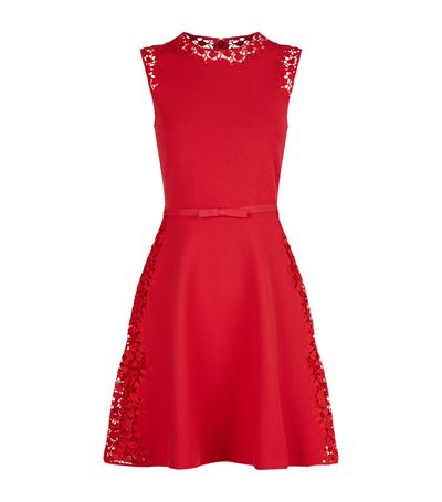 GIAMBATTISTA VALLI Sleeveless Lace-Trim Fluted Dress, Red in Colour ...
