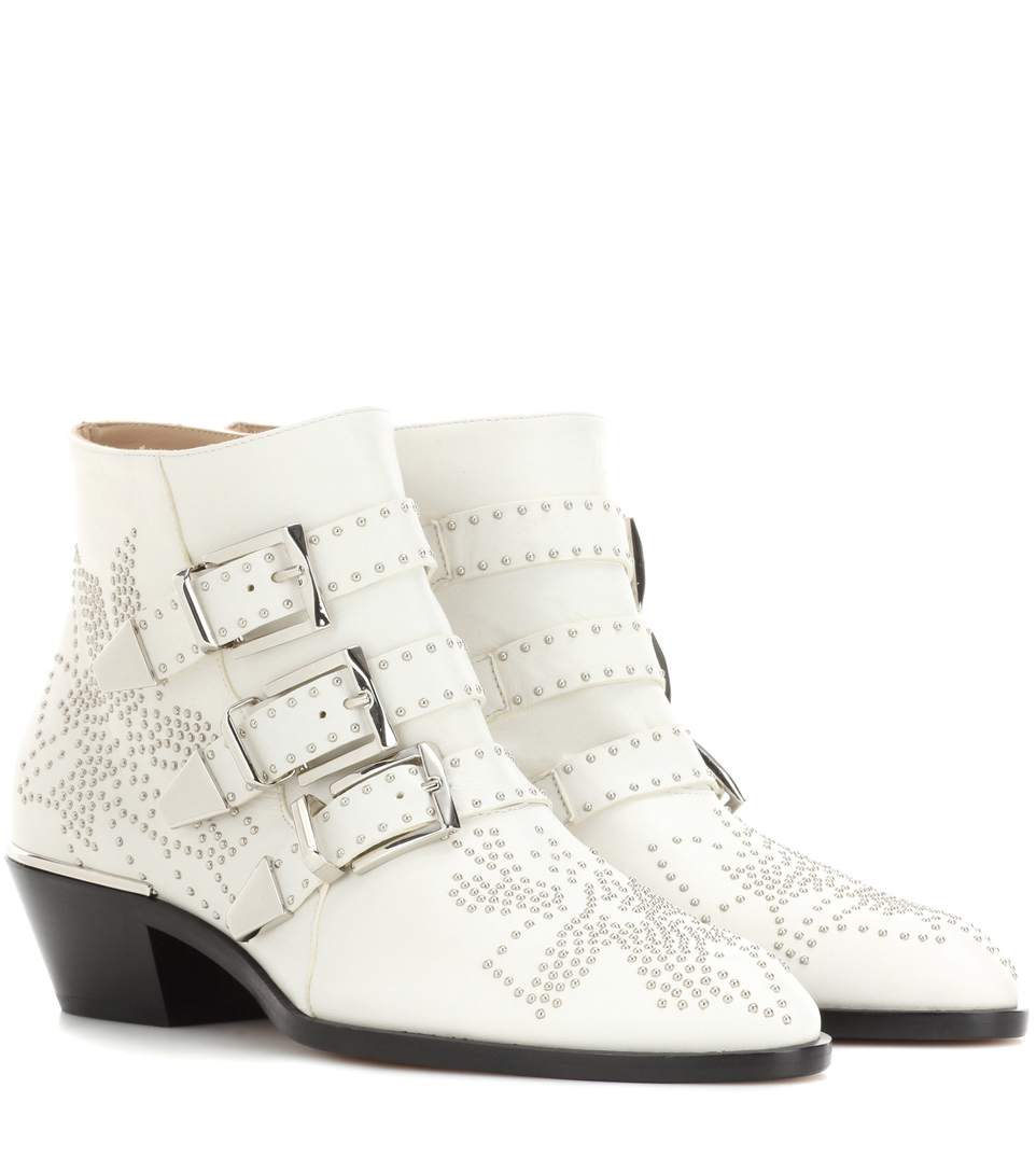 3 Stores In Stock: CHLOÉ Susanna Studded Leather Ankle Boots, White ...