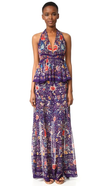 ROBERTO CAVALLI Flower Printed Silk Georgette Dress, Multicolor ...