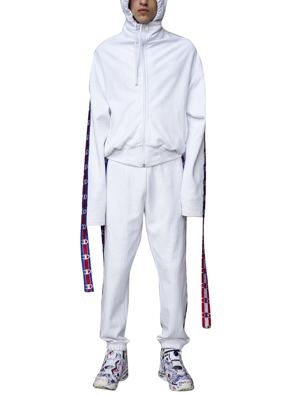 champion track pants white