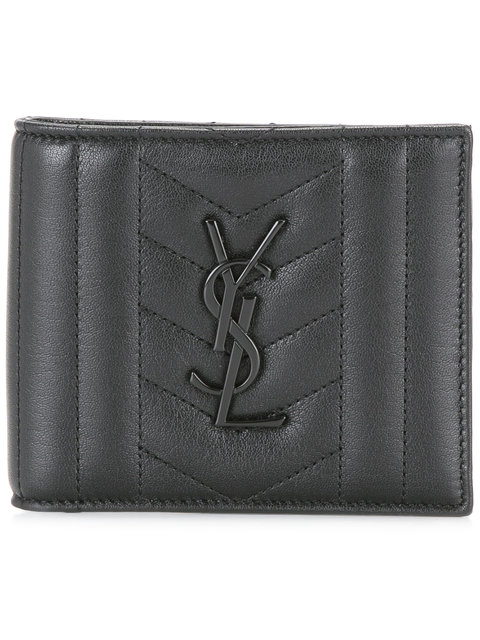 2 Stores In Stock: SAINT LAURENT Monogrammed Bi-Fold Leather Wallet