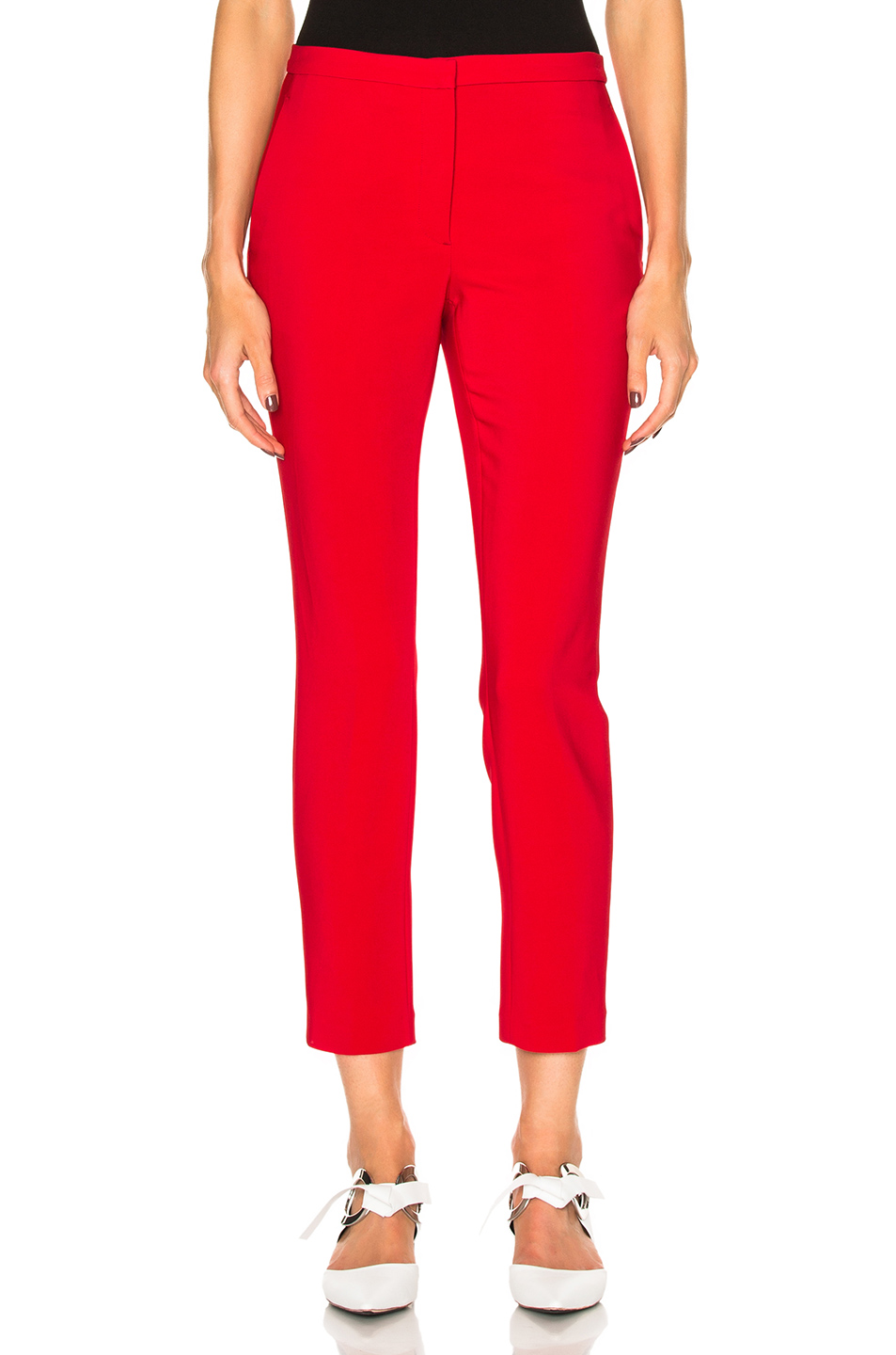 ROSETTA GETTY Skinny Cropped Stretch-Crepe Trousers in Ruby | ModeSens