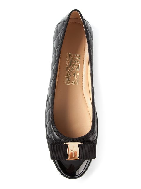 SALVATORE FERRAGAMO Black Diamond Quilted Calfskin 'Rufina' Ballet ...