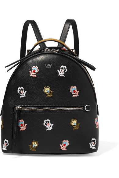 3 Stores In Stock: FENDI Zaino Mini Floral-Embroidered Backpack, Black ...