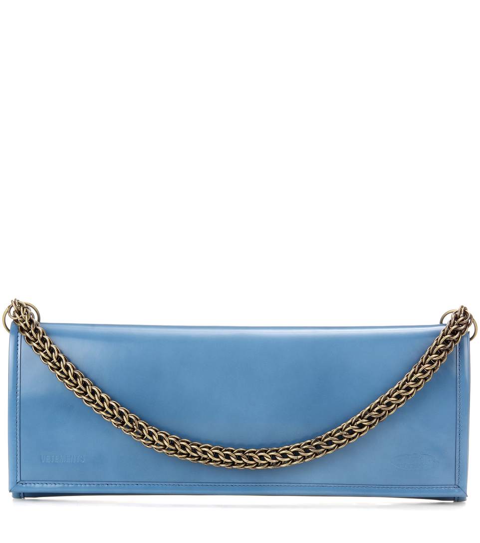 VETEMENTS X Eastpak High-Shine Leather Clutch in Colour: Teal-Blue ...