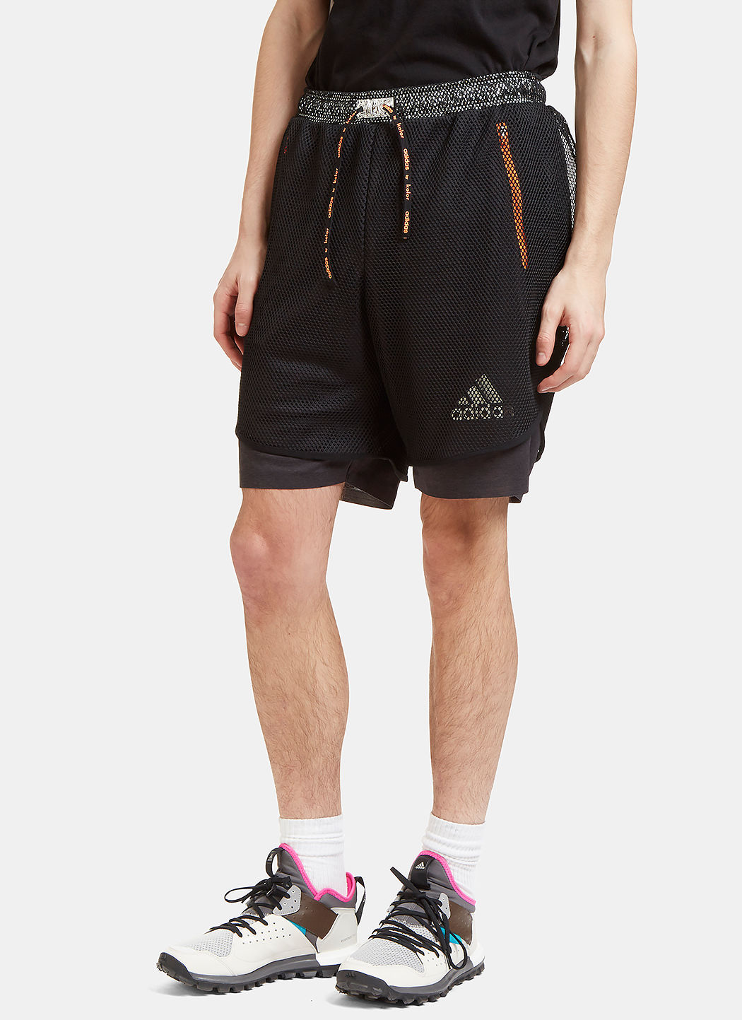 ADIDAS BY KOLOR MenâS Climachill Layered Mesh Shorts In Black | ModeSens