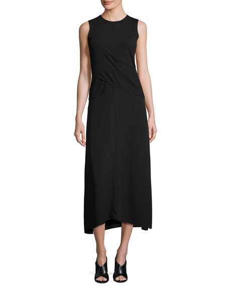 THEORY Parthenia Dr Fixture Ponte Sleeveless Midi Dress, Black | ModeSens