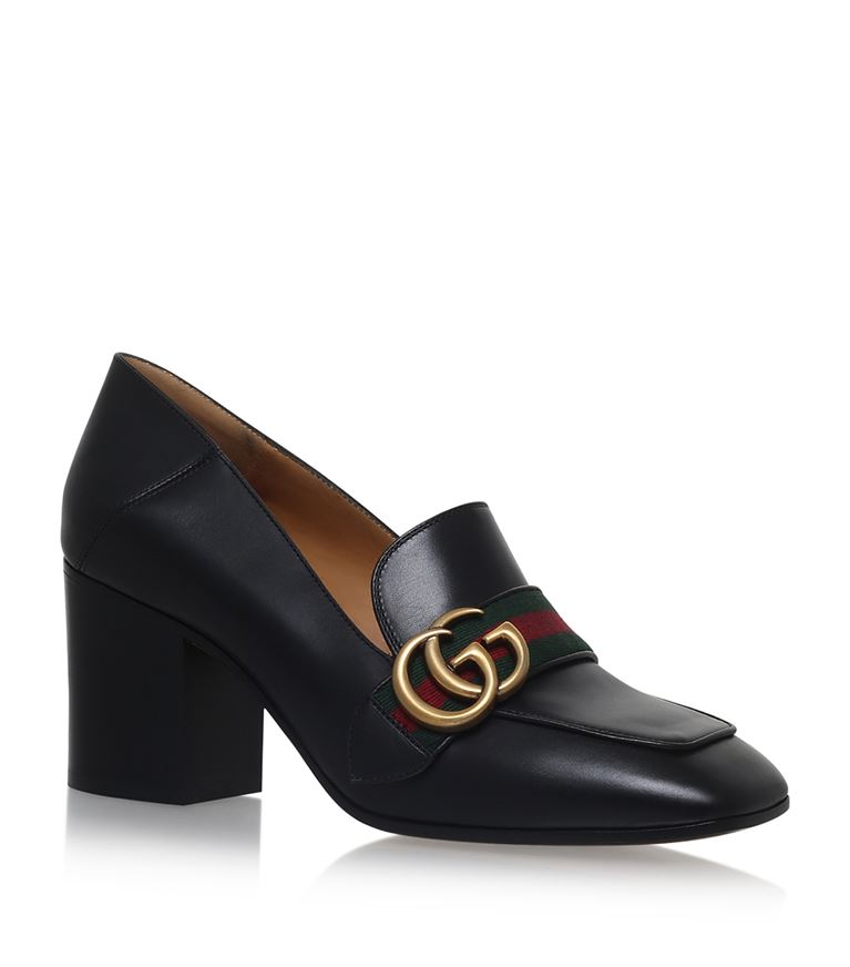 GUCCI Peyton 75 Leather Heeled Courts in Black | ModeSens