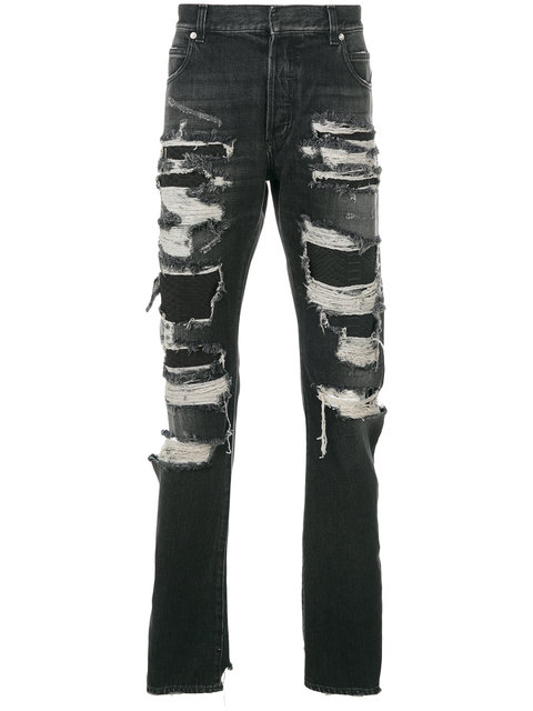 BALMAIN Distressed Jeans | ModeSens
