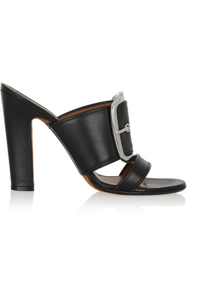 GIVENCHY Odia Leather Mules With Silver Buckle In Black | ModeSens