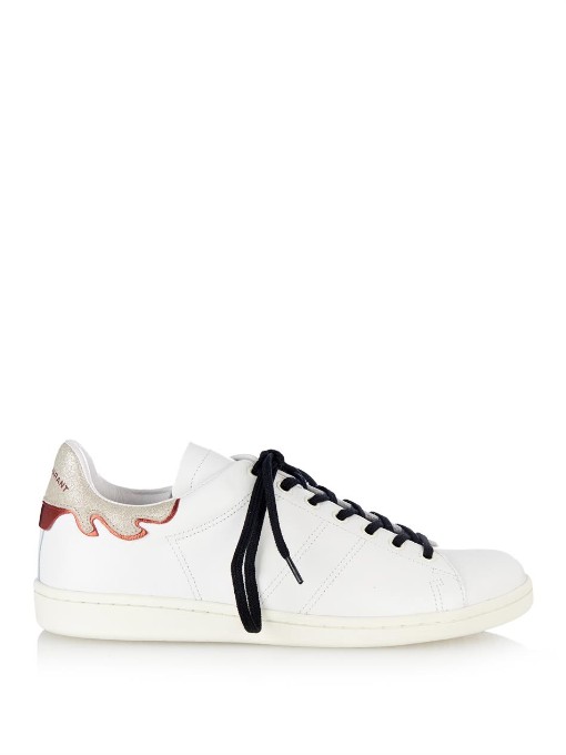 ISABEL MARANT Etoile 30Mm Bart Leather Sneakers, White/Silver | ModeSens