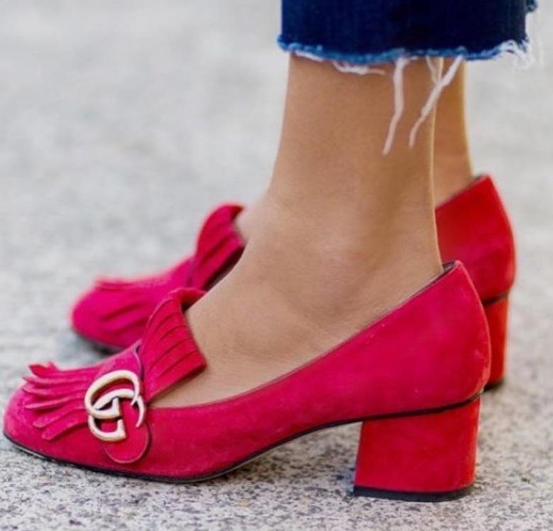 gucci marmont suede loafer pumps